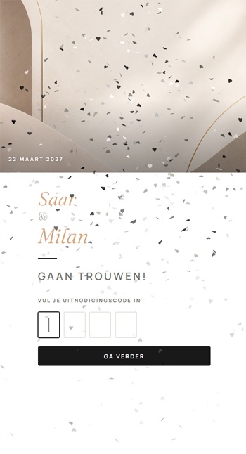 Mobiele weergave van een voorbeeld-trouwwebsite